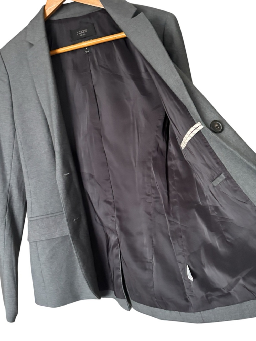J.Crew 1035 Tailored Blazer in Super 120s Wool -  Gray - Size 4 - Picture 9 of 10